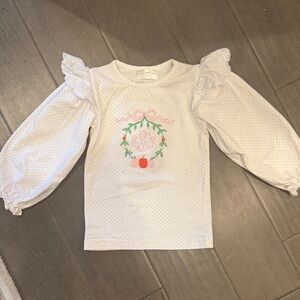 Smocked Pumpkin Wreath Long-Sleeve Top - White
